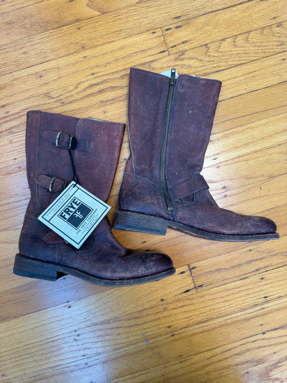Frye Brown Leather Mid-Calf Women’s Boots with Side Zipper- NWT